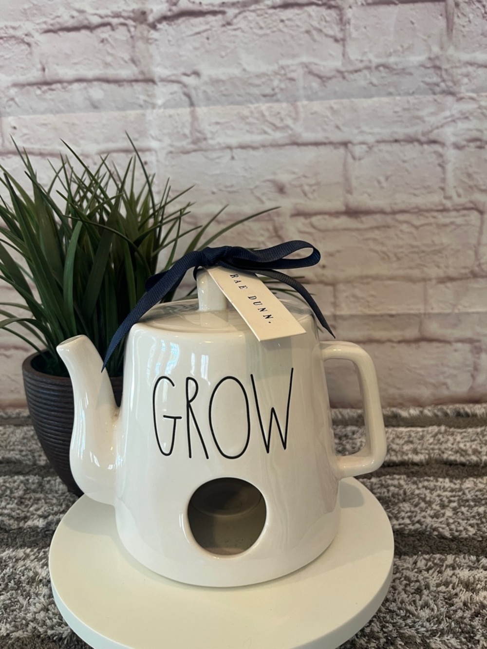 Rae Dunn “GROW”  with Navy Ribbon NWT